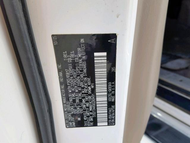 5TDZT34A56S269491 - 2006 TOYOTA SEQUOIA SR 白色 照片 10