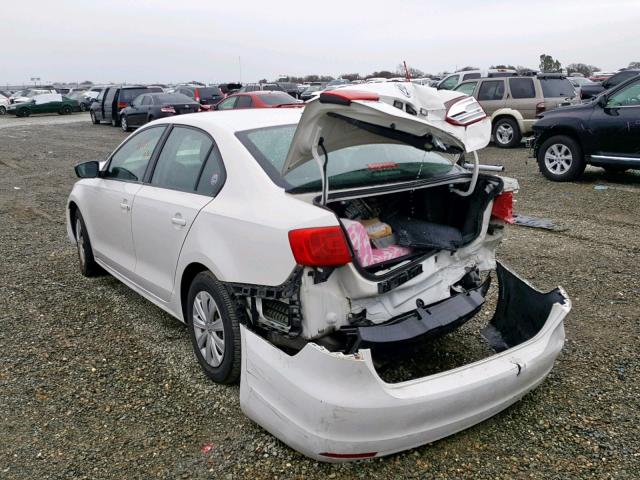 3VW1K7AJ5BM307644 - 2011 VOLKSWAGEN JETTA BASE WHITE photo 3