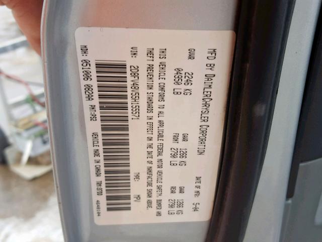 2D8FV48V55H155571 - 2005 DODGE MAGNUM SXT SILVER photo 10