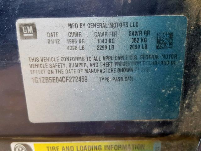 1G1ZB5E04CF272469 - 2012 CHEVROLET MALIBU LS BLUE photo 10