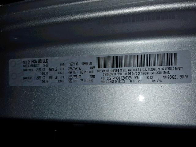 3C6TRVAG8HE507329 - 2017 RAM PROMASTER 银色 照片 10