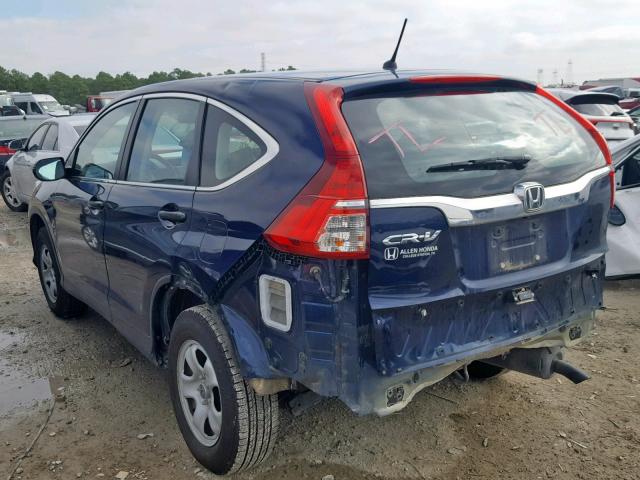 3CZRM3H3XFG709870 - 2015 HONDA CR-V LX BLUE photo 3