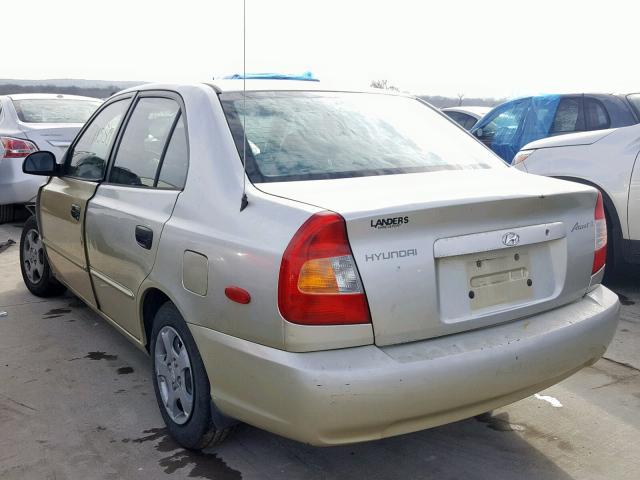 KMHCG45C12U355155 - 2002 HYUNDAI ACCENT GL SILVER photo 3