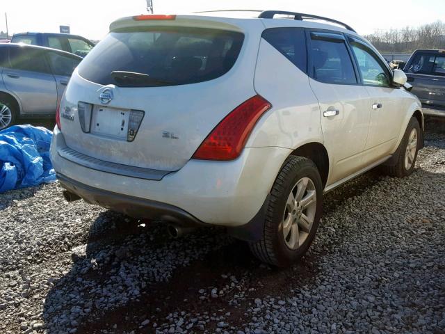 JN8AZ08T26W412410 - 2006 NISSAN MURANO WHITE photo 4