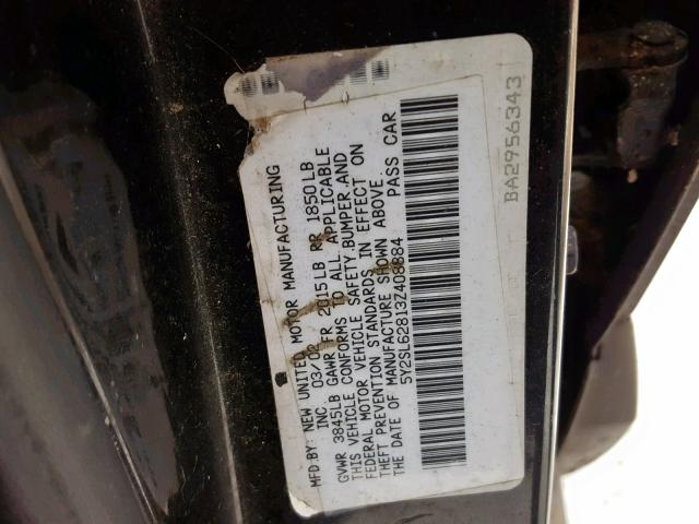 5Y2SL62813Z408884 - 2003 PONTIAC VIBE BLACK photo 10