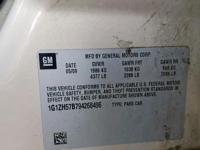 1G1ZH57B794268496 - 2009 CHEVROLET MALIBU 1LT 金色 照片 10