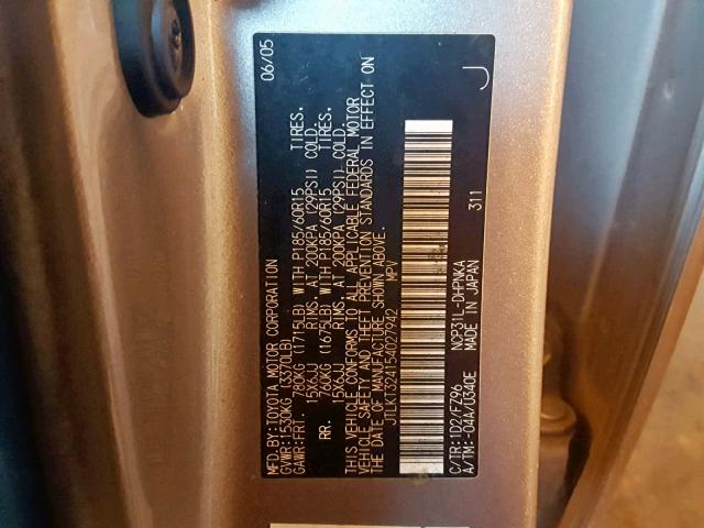 JTLKT324154027942 - 2005 TOYOTA SCION XB Күміс фото 10