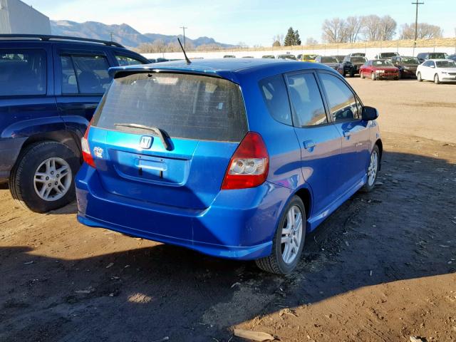 JHMGD38618S013674 - 2008 HONDA FIT SPORT BLUE photo 4