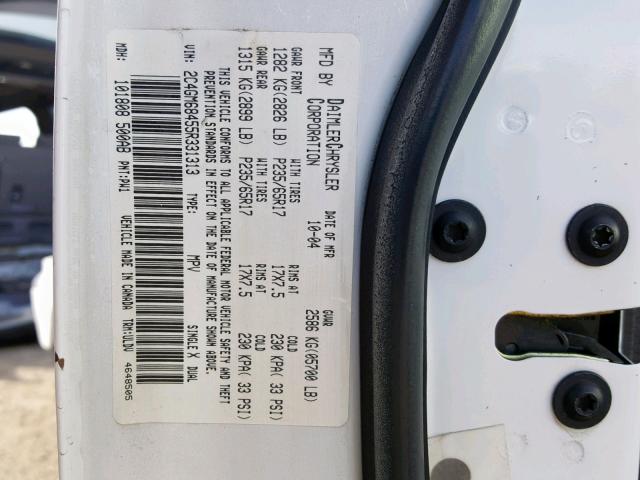 2C4GM68455R331313 - 2005 CHRYSLER PACIFICA T WHITE photo 10