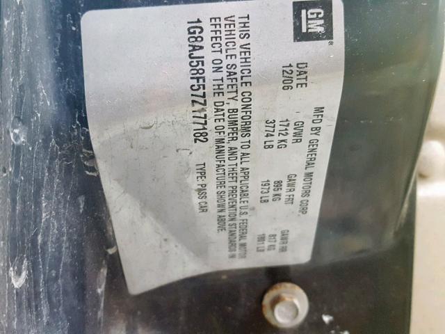 1G8AJ58F57Z177182 - 2007 SATURN ION LEVEL GREEN photo 10