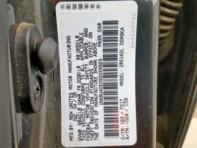 1NXBU40E09Z033923 - 2009 TOYOTA COROLLA BA GRAY photo 10