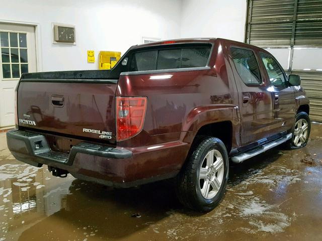 2HJYK16579H000233 - 2009 HONDA RIDGELINE BURGUNDY photo 4