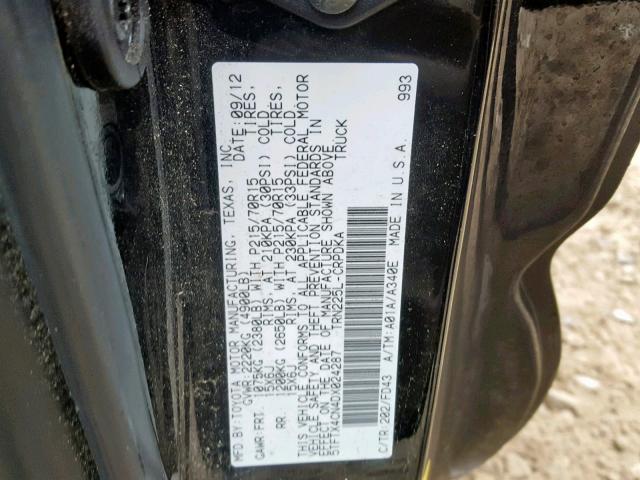 5TFTX4CN4DX024287 - 2013 TOYOTA TACOMA ACC BLACK photo 10