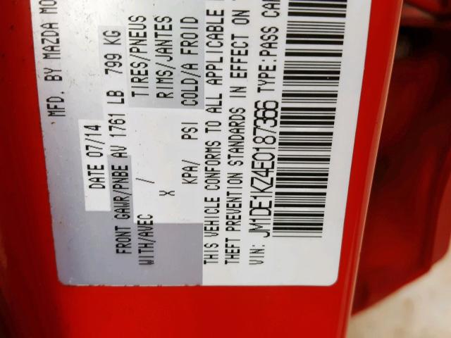 JM1DE1KZ4E0187366 - 2014 MAZDA MAZDA2 SPO 红色 照片 10