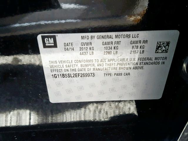 1G11B5SL2EF269973 - 2014 CHEVROLET MALIBU LS BLACK photo 10