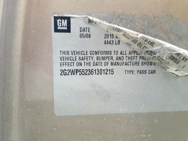 2G2WP552361301215 - 2006 PONTIAC GRAND PRIX 棕色 照片 10