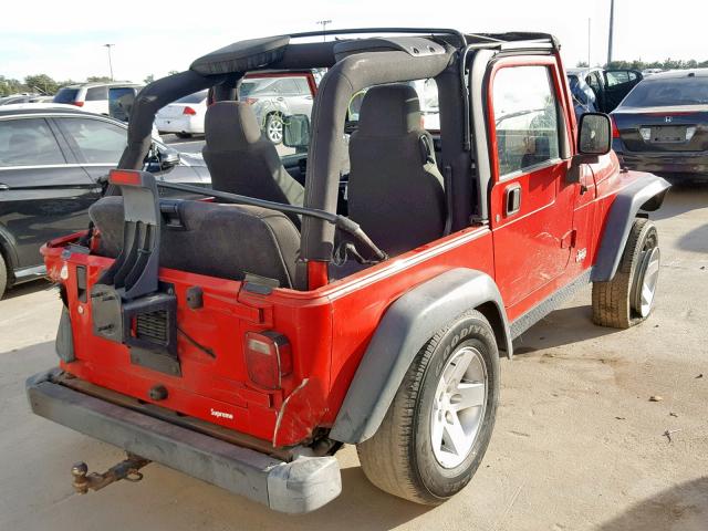 1J4FA69S14P719392 - 2004 JEEP WRANGLER / RED photo 4