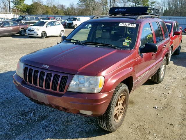 1J4GW68N9XC809077 - 1999 JEEP GRAND CHER RED photo 2