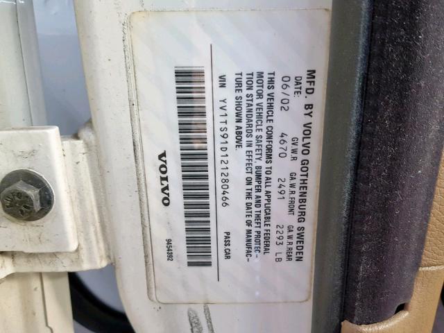 YV1TS91D121280466 - 2002 VOLVO S80 T6 TUR GRAY photo 10