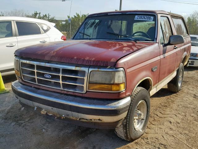 1FMEU15H3PLA00612 - 1993 FORD BRONCO U10 RED photo 2