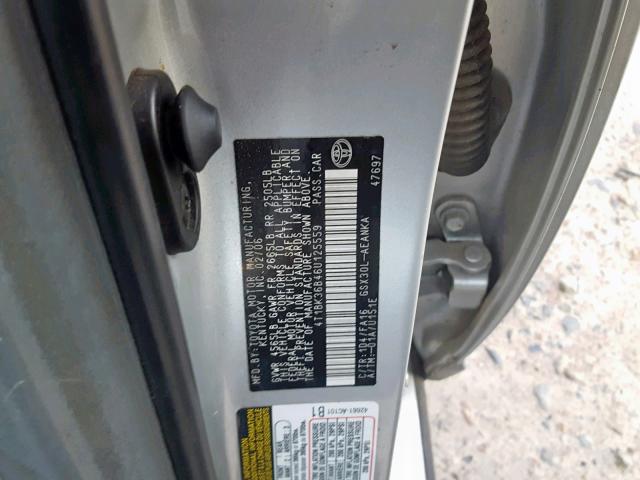 4T1BK36B46U125559 - 2006 TOYOTA AVALON SILVER photo 10