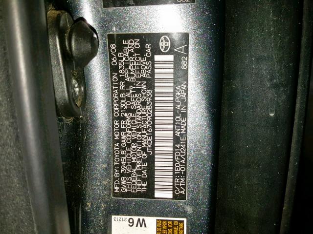 JTKDE167090283938 - 2009 TOYOTA SCION TC 灰色 照片 10