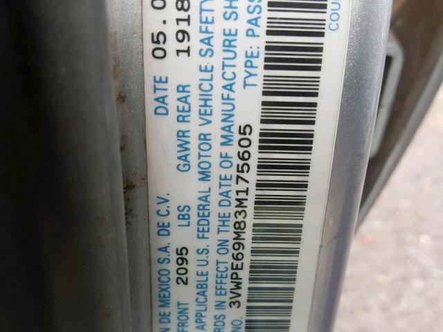 3VWPE69M83M175605 - 2003 VOLKSWAGEN JETTA WOLF SILVER photo 10