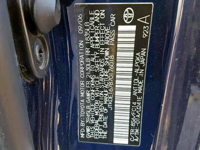 JTKDE167870176018 - 2007 TOYOTA SCION TC BLUE photo 9