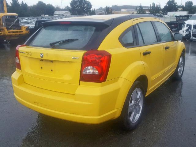 1B3HB48B57D563396 - 2007 DODGE CALIBER SX YELLOW photo 4