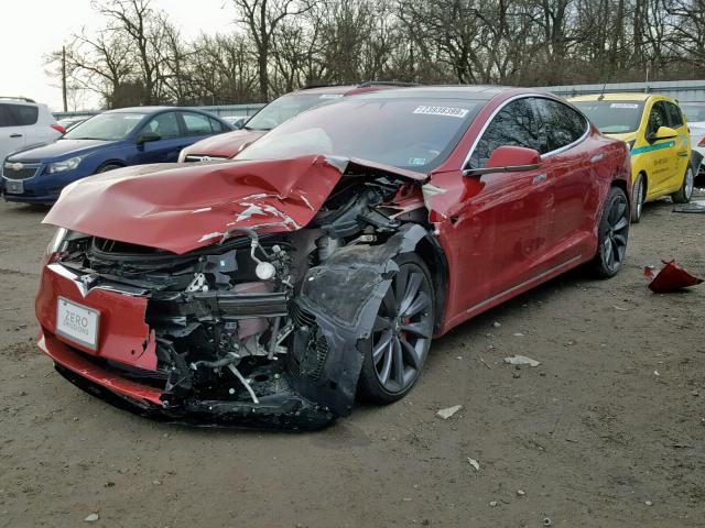 5YJSA1E48HF184284 - 2017 TESLA MODEL S RED photo 2