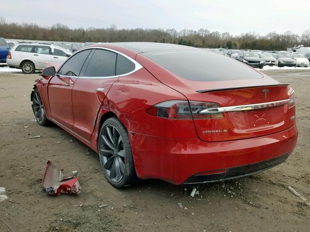 5YJSA1E48HF184284 - 2017 TESLA MODEL S RED photo 3