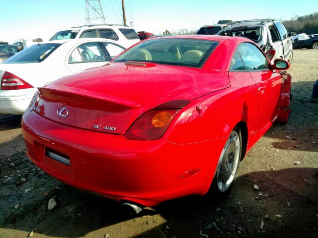 JTHFN48Y120002077 - 2002 LEXUS SC 430 RED photo 4