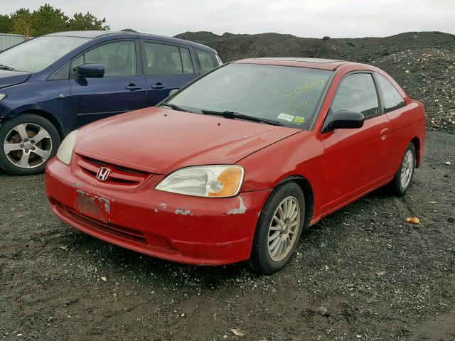 1HGEM22992L060556 - 2002 HONDA CIVIC EX RED photo 2