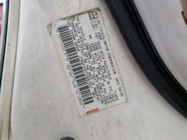 JT6GF10U7Y0067557 - 2000 LEXUS RX 300 WHITE photo 10