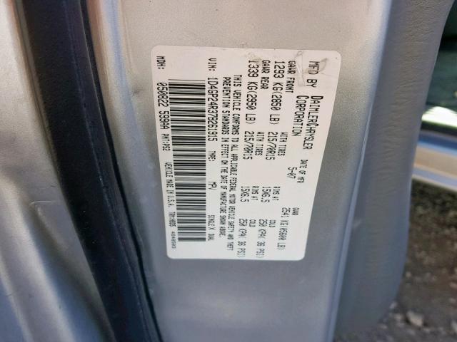 1D4GP24R37B261915 - 2007 DODGE GRAND CARA SILVER photo 10