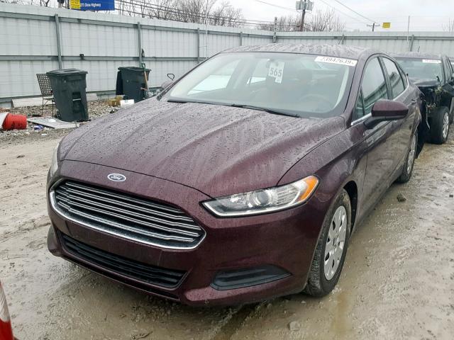 3FA6P0G77DR168500 - 2013 FORD FUSION S MAROON photo 2