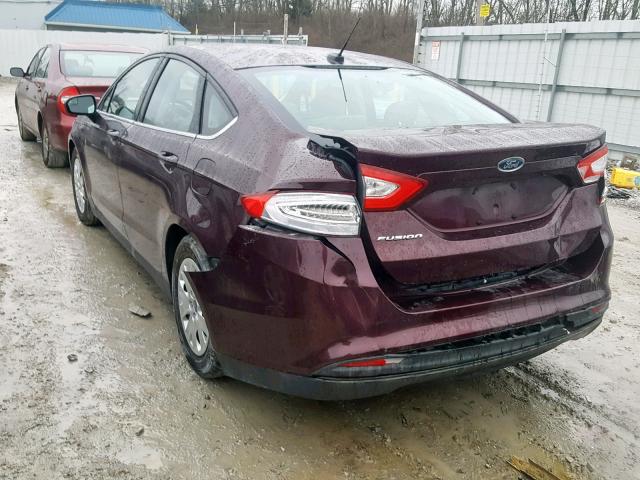 3FA6P0G77DR168500 - 2013 FORD FUSION S MAROON photo 3