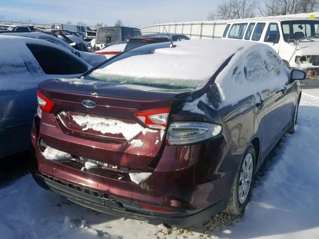 3FA6P0G77DR168500 - 2013 FORD FUSION S MAROON photo 4