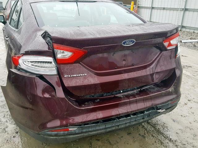 3FA6P0G77DR168500 - 2013 FORD FUSION S MAROON photo 9