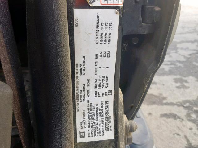 1GCDS43E688223019 - 2008 CHEVROLET COLORADO L BLACK photo 10