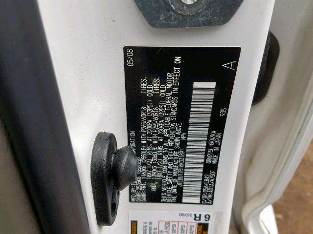 JTEBU17R18K031891 - 2008 TOYOTA 4RUNNER LI WHITE photo 10