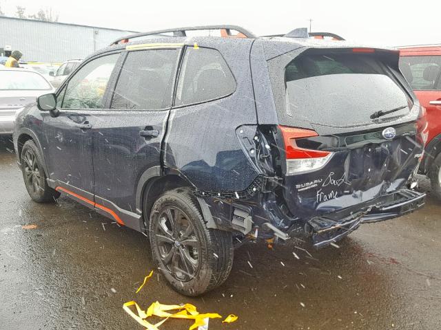 JF2SKAJC4KH407973 - 2019 SUBARU FORESTER S BLUE photo 3