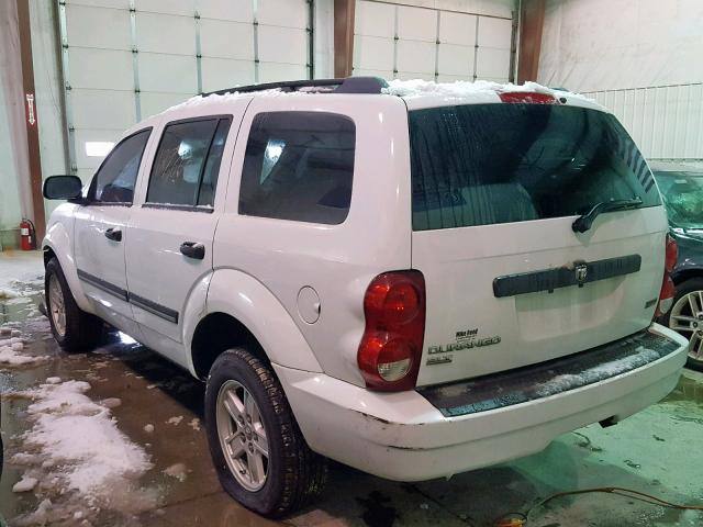 1D8HD48PX7F538889 - 2007 DODGE DURANGO SL WHITE photo 3