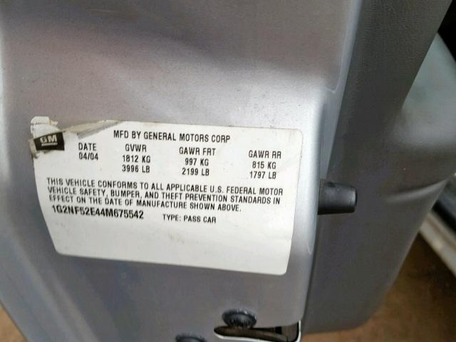 1G2NF52E44M675542 - 2004 PONTIAC GRAND AM S ვერცხლისფერი ფოტო 10