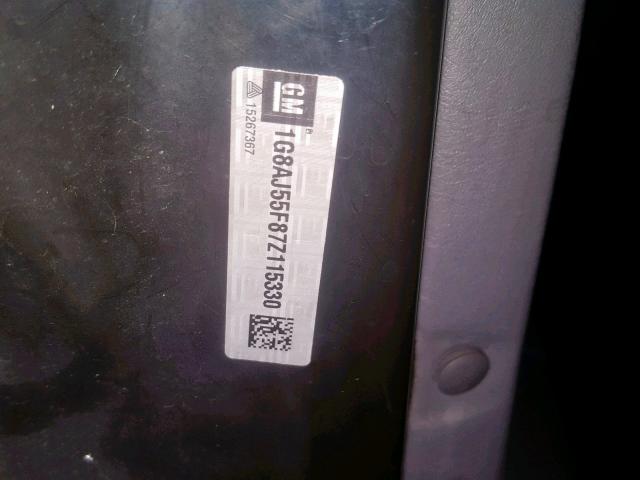 1G8AJ55F87Z115330 - 2007 SATURN ION LEVEL BLACK photo 10