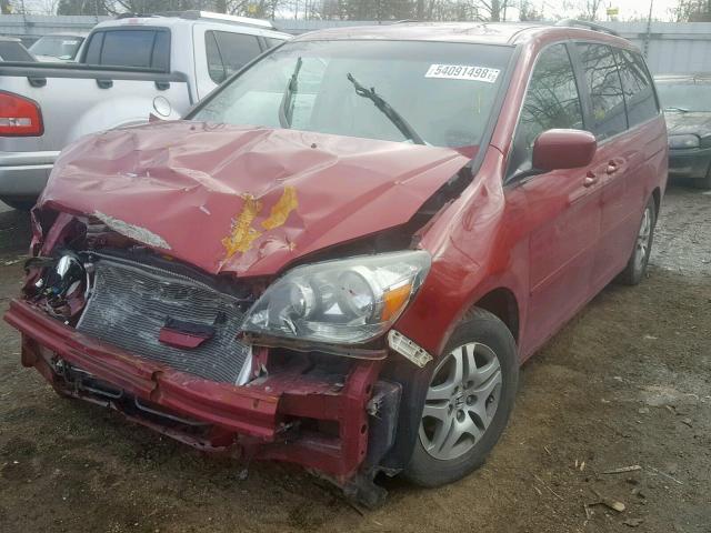 5FNRL38425B028687 - 2005 HONDA ODYSSEY EX RED photo 2