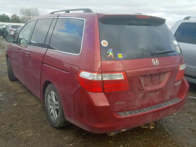 5FNRL38425B028687 - 2005 HONDA ODYSSEY EX RED photo 3