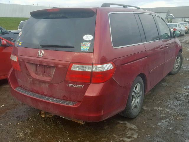 5FNRL38425B028687 - 2005 HONDA ODYSSEY EX RED photo 4