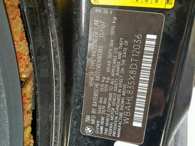 WBAHL835X8DT12036 - 2008 BMW ALPINA B7 Negro foto 10