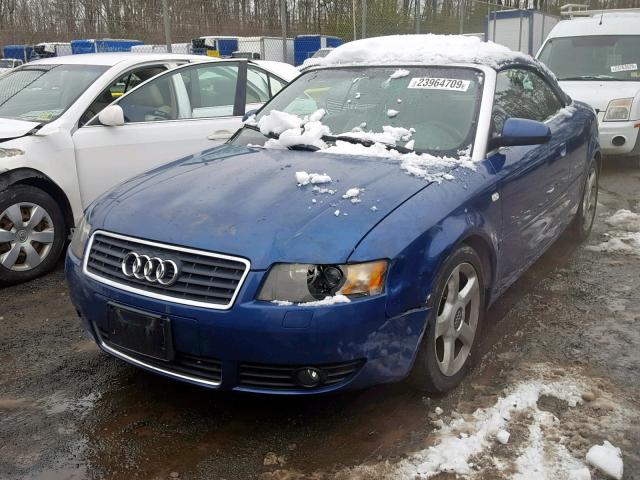 WAUAC48H13K022172 - 2003 AUDI A4 1.8 CAB BLUE photo 2